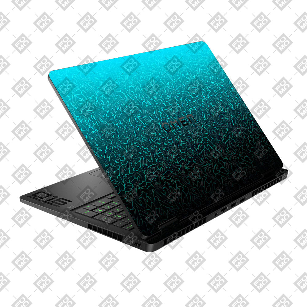 Cyan Blue to Black HP Omen Gaming 16 2025, 2026 Laptop Skin