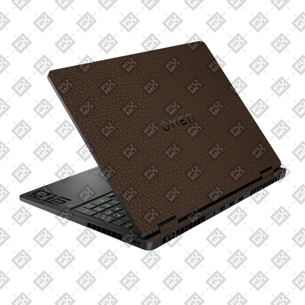 Textured Brown Leather HP Omen Gaming 16 2025, 2026 Laptop Skin