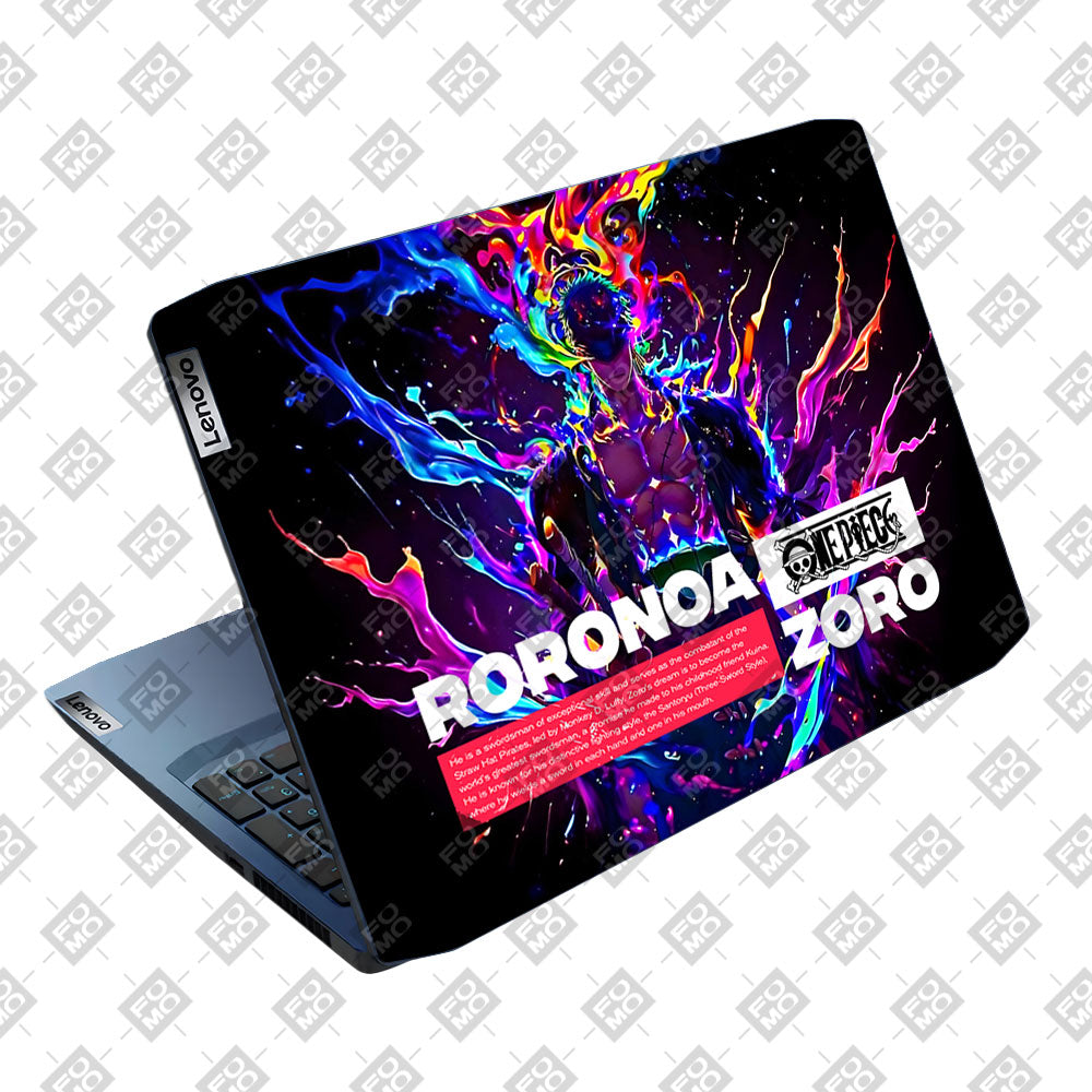 Zoro with Neon Flames Lenovo IdeaPad Gaming 3 15ARH05 and 15IMH05 Laptop Skin