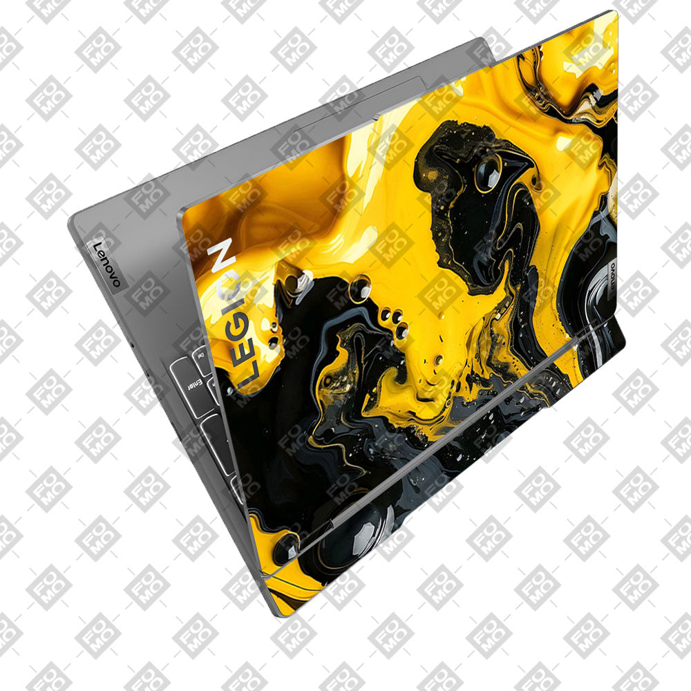 Yellow and Black Paint Swirls Lenovo Legion 5 15IRX9 Laptop Skin