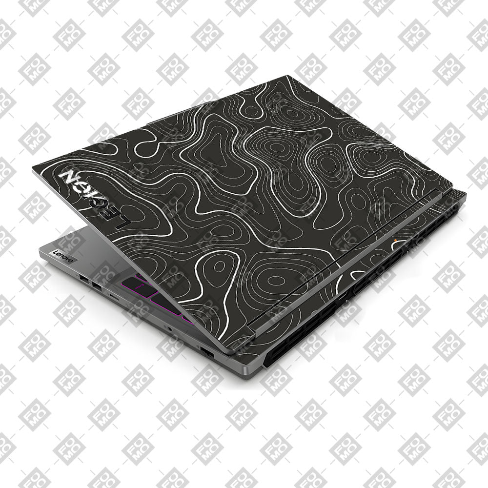Grayscale Topographic Lines Lenovo Legion 5 16IRX9 Laptop Skin