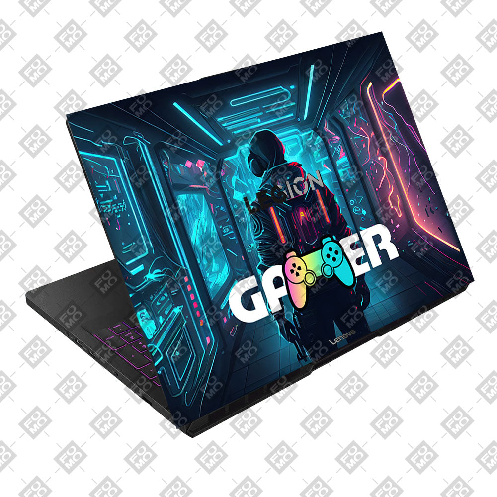 Gamer in Glowing Background Gaming Lenovo Legion Pro 5 16AFR10 Laptop Skin