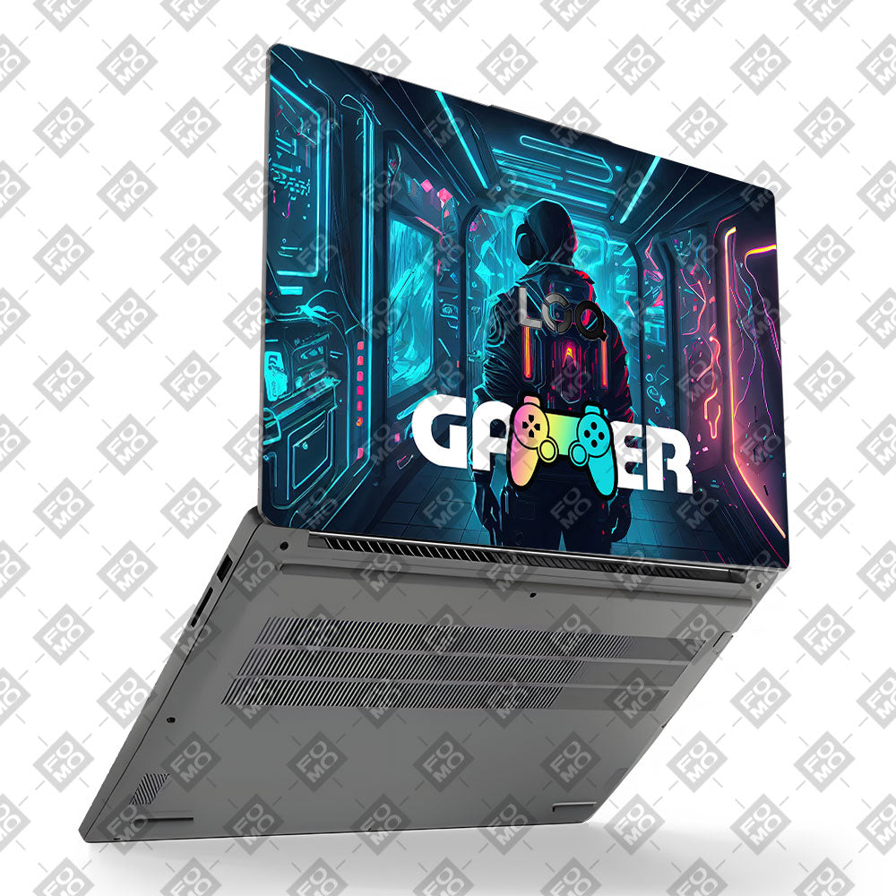 Gamer in Glowing Background Gaming Lenovo LOQ Essential 15IAX9E Laptop Skin