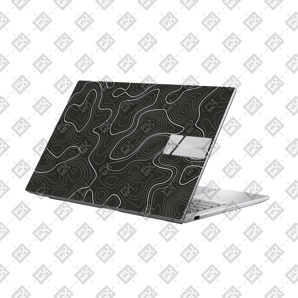 Grayscale Topographic Lines Asus Vivobook 15 X1504ZA Laptop Skin