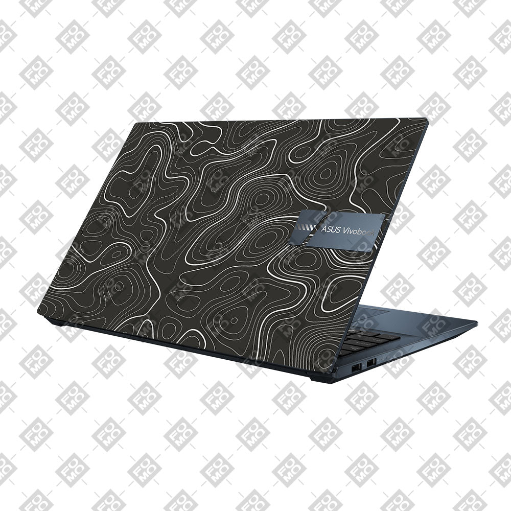 Grayscale Topographic Lines Asus Vivobook Pro 15 M6500QC & M6500QH Laptop Skin