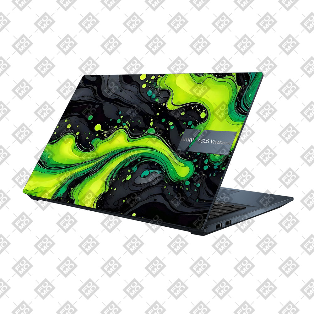 Neon Green Paint Swirls Asus Vivobook Pro 15 M6500QC & M6500QH Laptop Skin