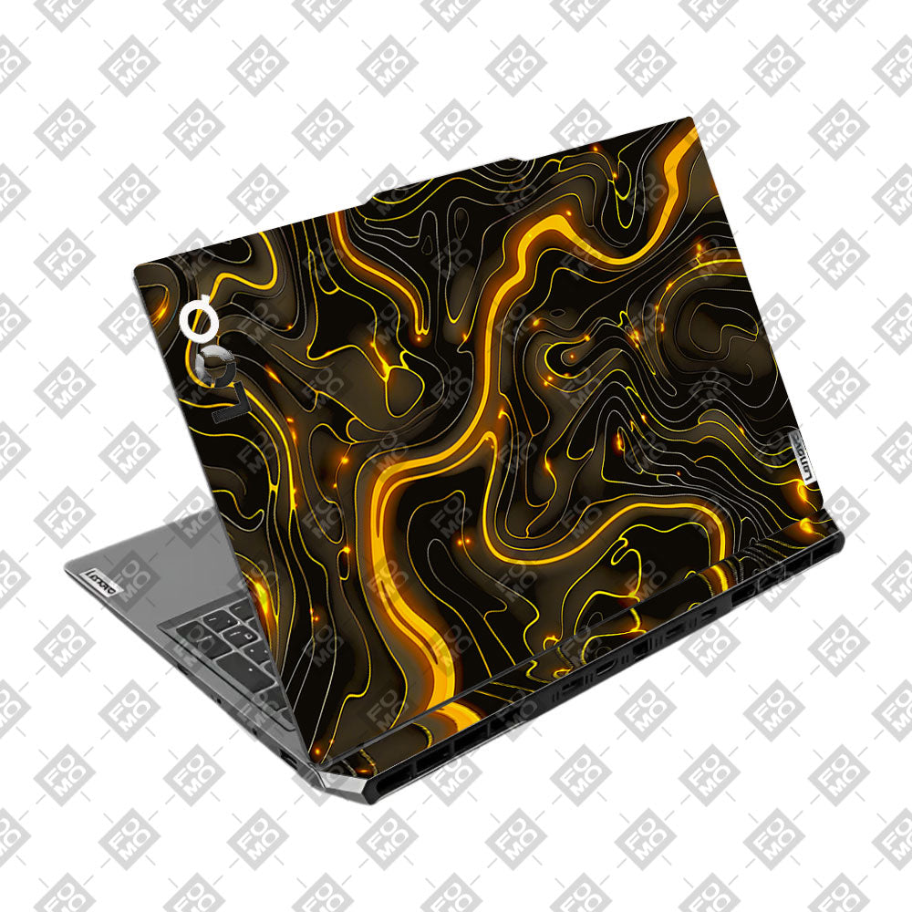 Golden Lava Waves Lenovo LOQ 2024, 2025 Laptop Skin