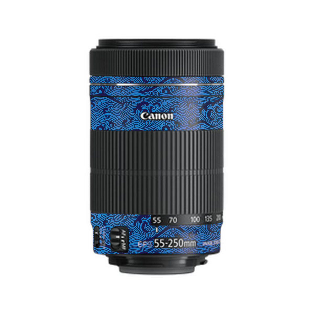 Textured Ocean Wave Blue Canon EF-S 55–250mm f/4–5.6 IS STM Camera Lens Skin