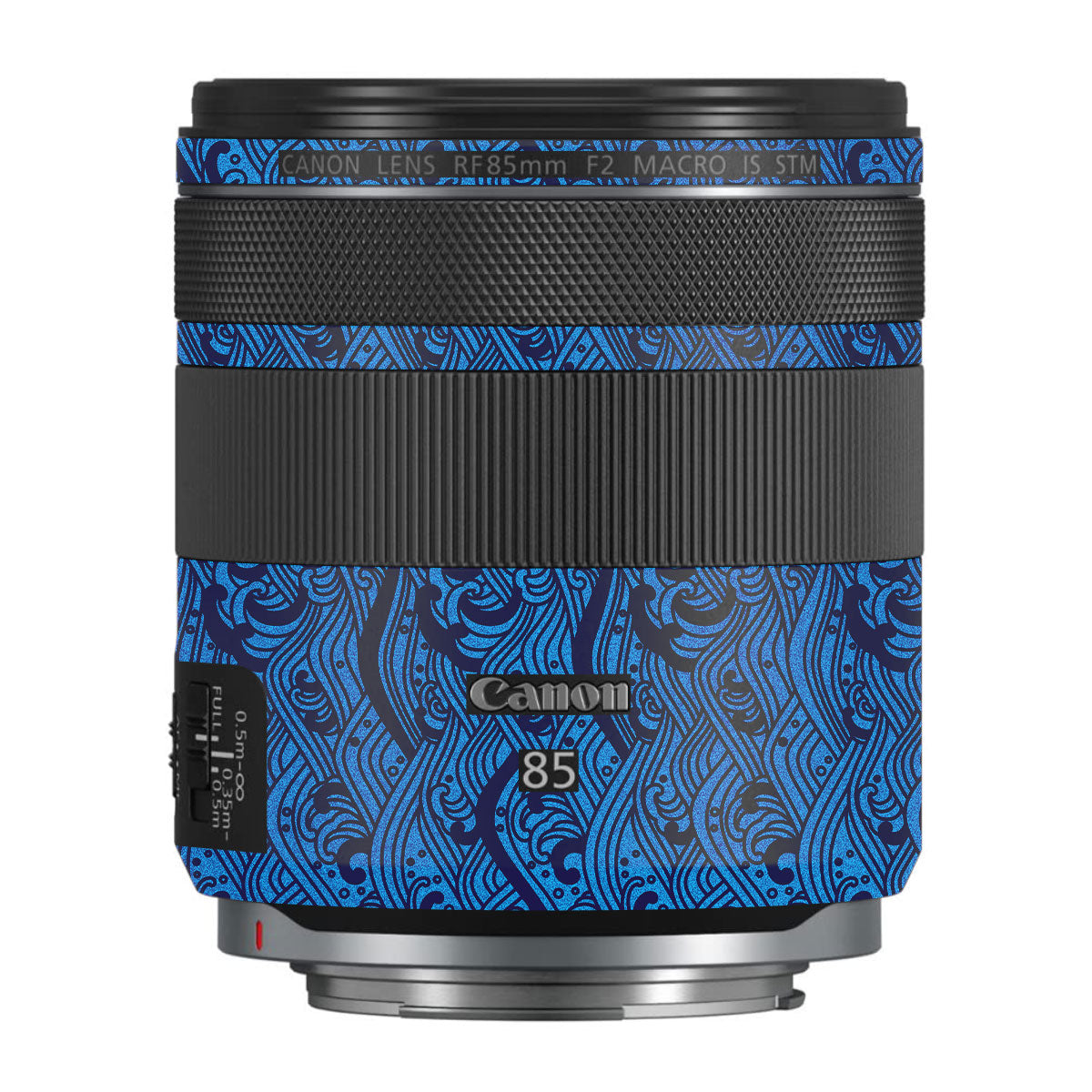 Textured Ocean Wave Blue Canon RF 85mm F/2 Macro IS STM Camera Lens Skin