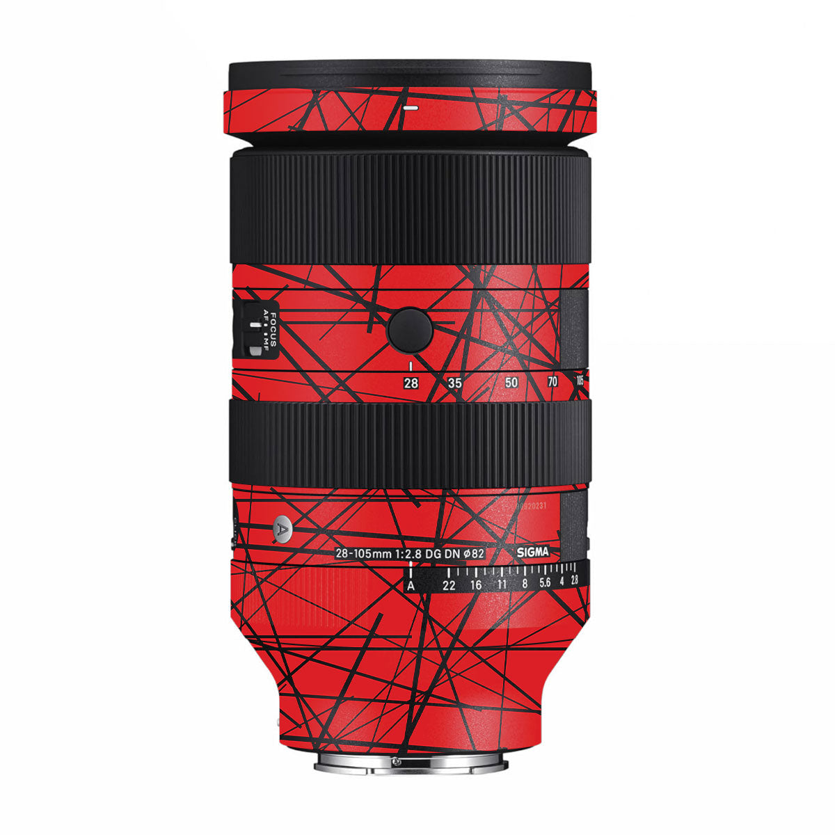 Textured Red Chaos Line Sigma 28-105mm F/2.8 DG DN Sony E Camera Lens Skin