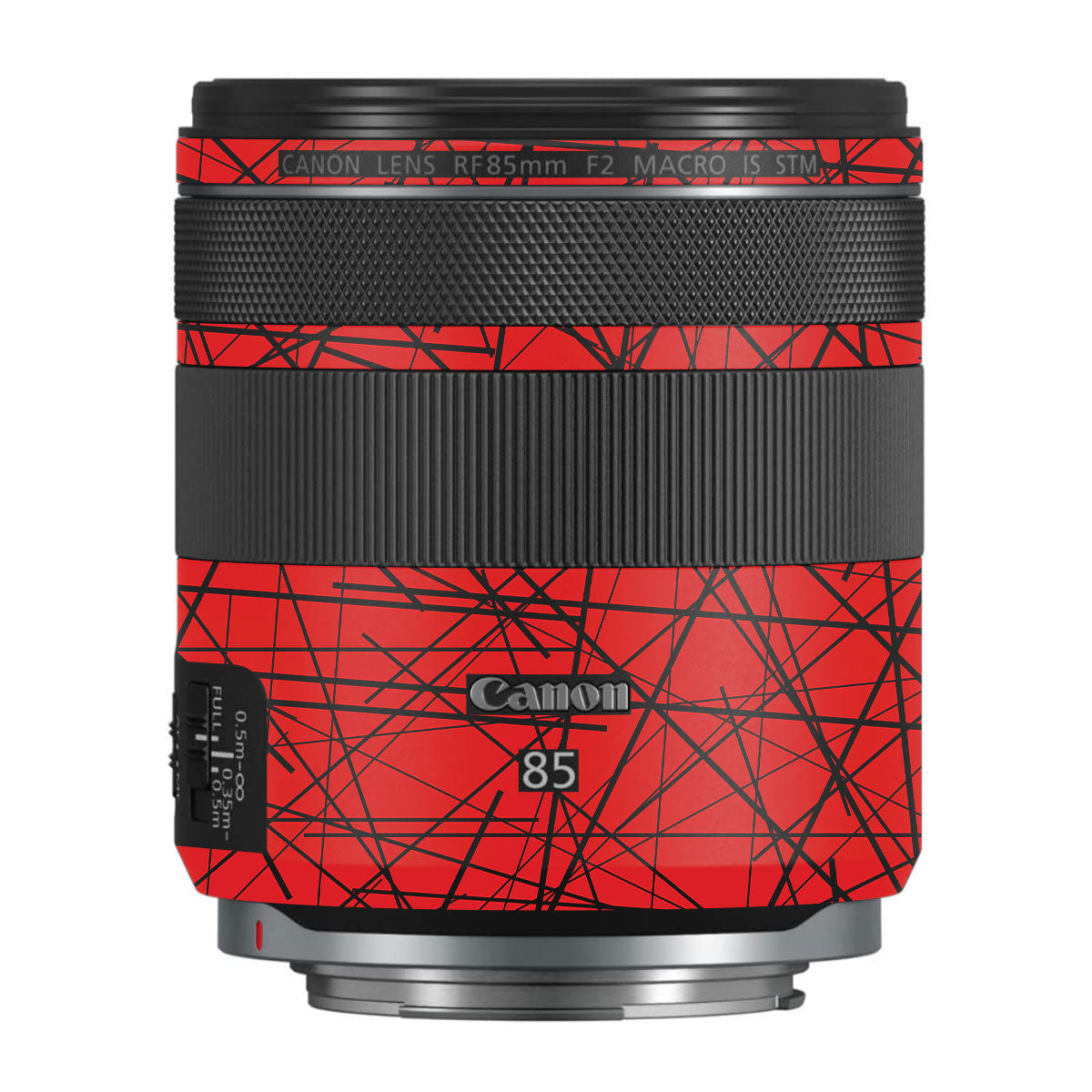 Textured Red Chaos Line Canon RF 85mm F/2 Macro IS STM Camera Lens Skin