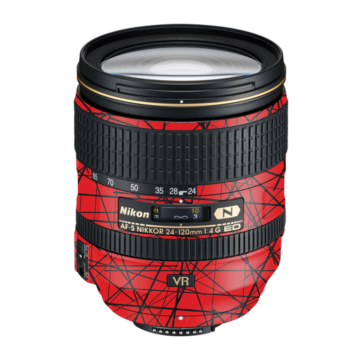 Textured Red Chaos Line Nikon Nikkor AF-S 24-120mm F4 G ED VR Camera Lens Skin