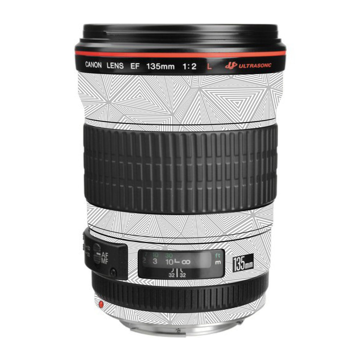 Textured Silver Prism Geometric Canon EF 135mm F/2L USM Camera Lens Skin