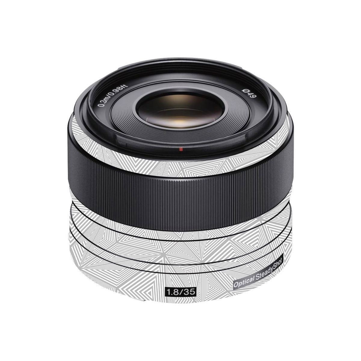 Textured Silver Prism Geometric Sony E 35mm F/1.8 Camera Lens Skin