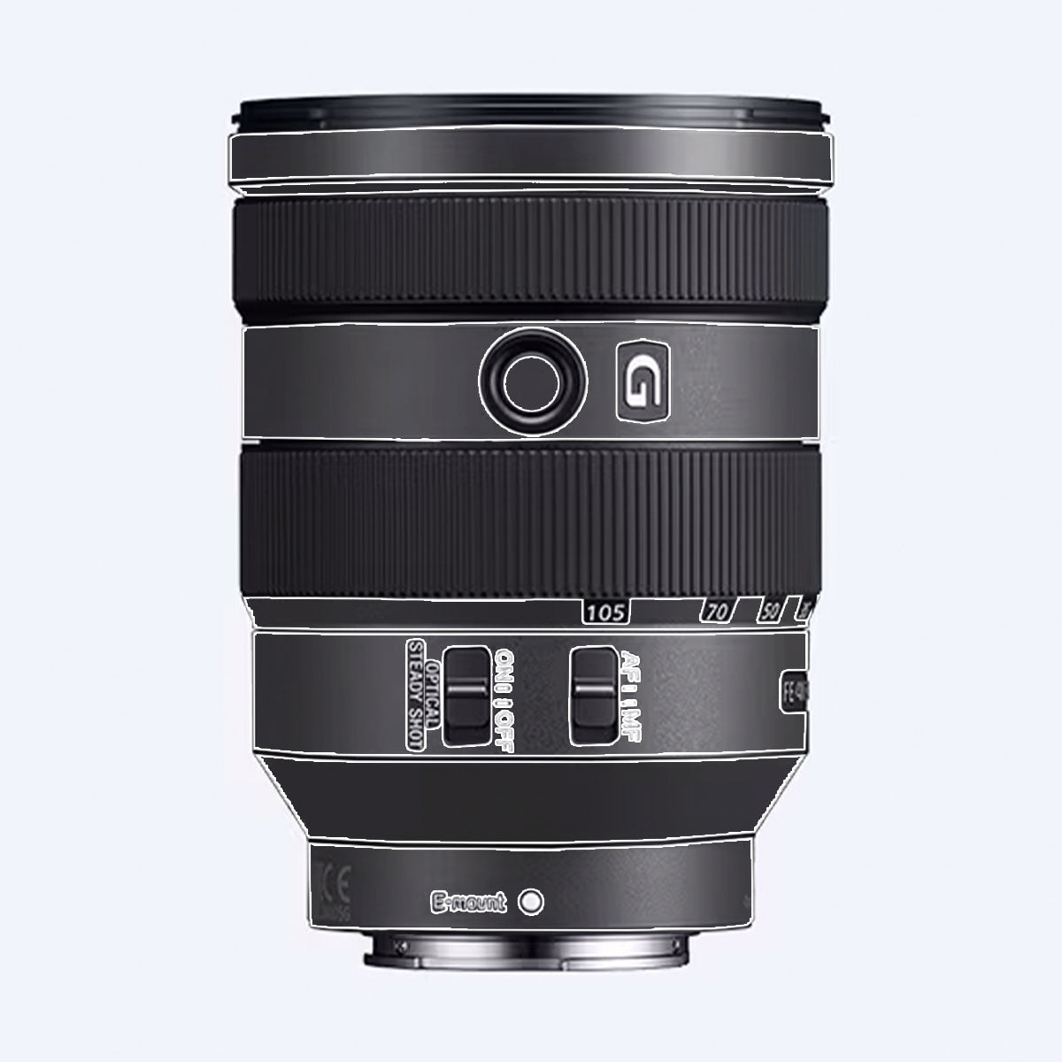 Transparent Sony FE 24–105mm f/4 G OSS Camera Lens Skin
