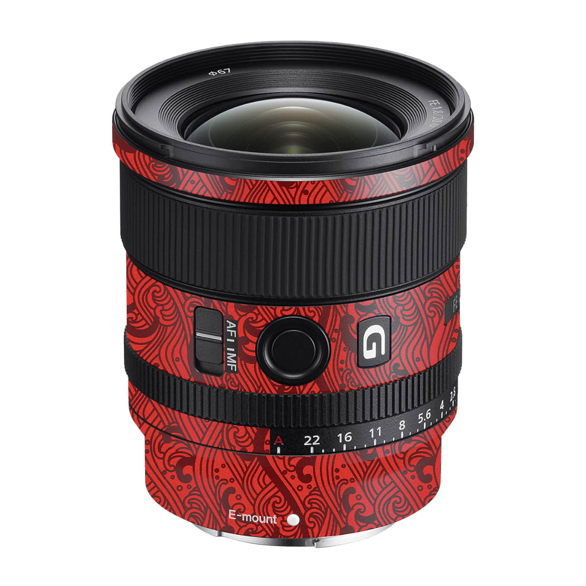Textured Crimson Wave Sony FE 20mm F/1.8 G Camera Lens Skin