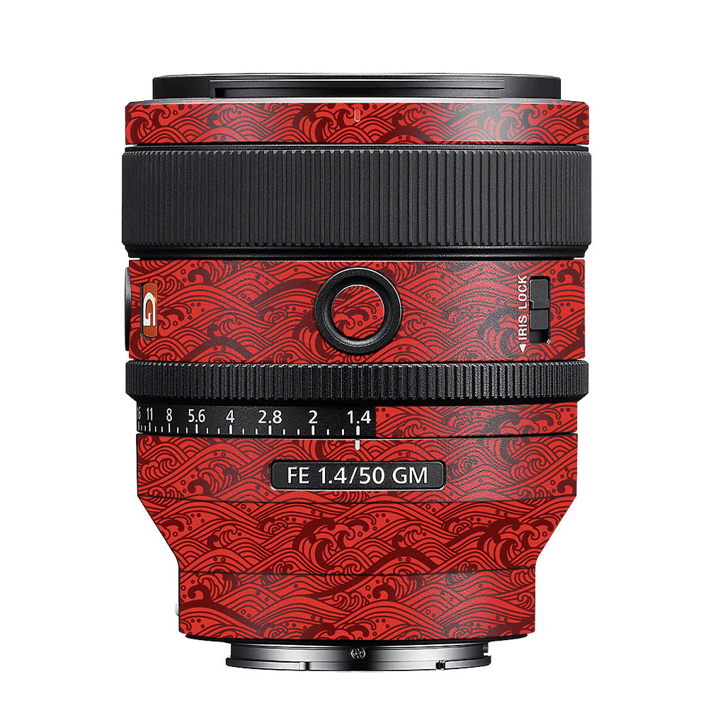 Textured Crimson Wave Sony FE 50mm f/1.4 GM Camera Lens Skin