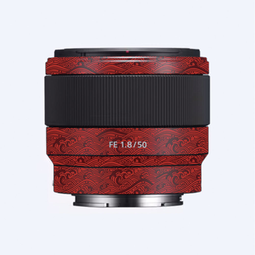 Textured Crimson Wave Sony FE 50mm f/1.8 Camera Lens Skin
