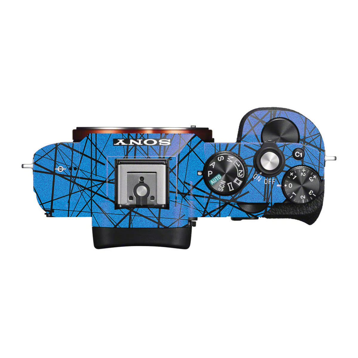 Textured Electric Blue Chaos Sony A7 V Camera Skin