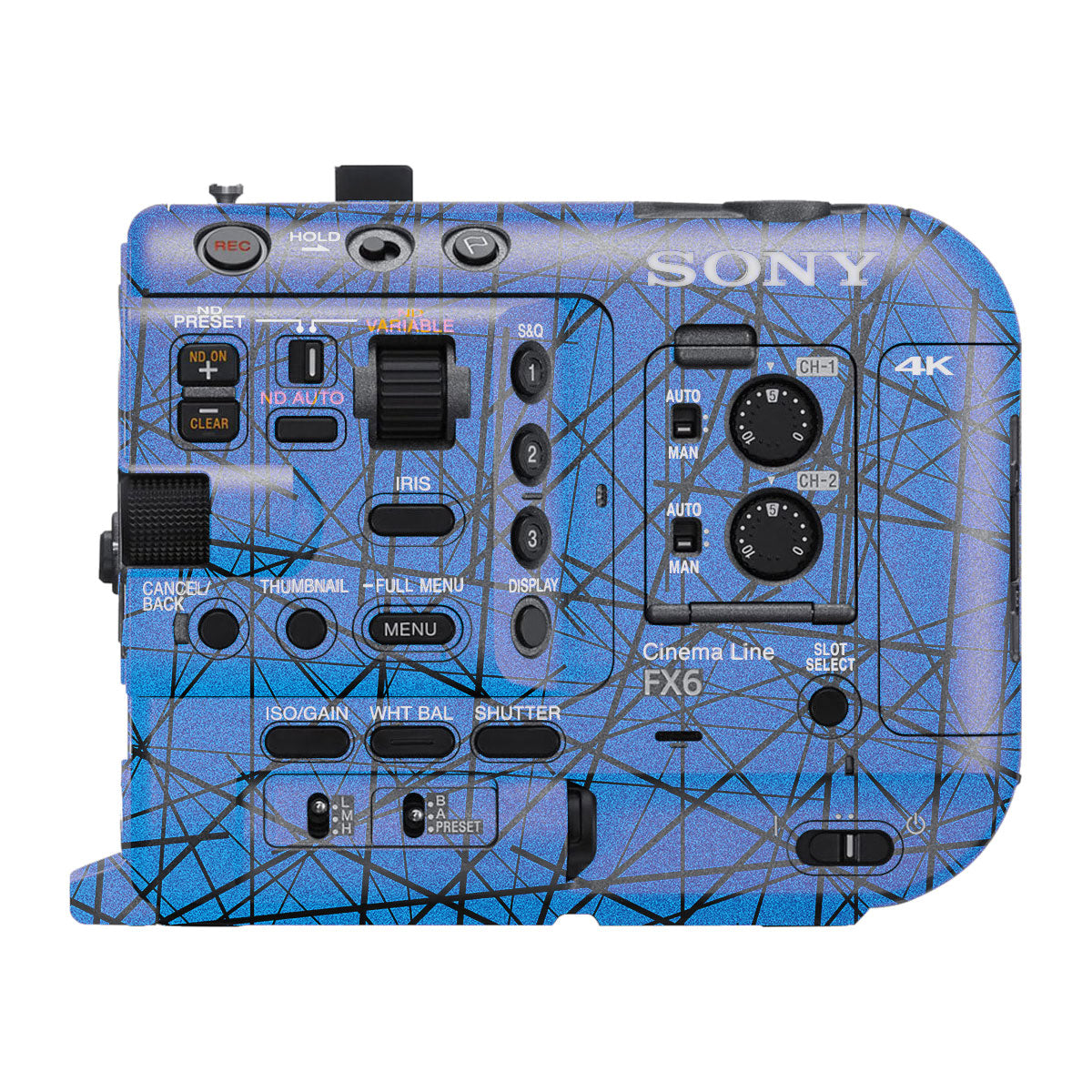 Textured Electric Blue Chaos Sony FX6 Camera Skin