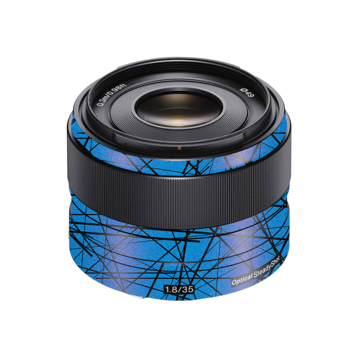 Textured Electric Blue Chaos Sony E 35mm F/1.8 Camera Lens Skin