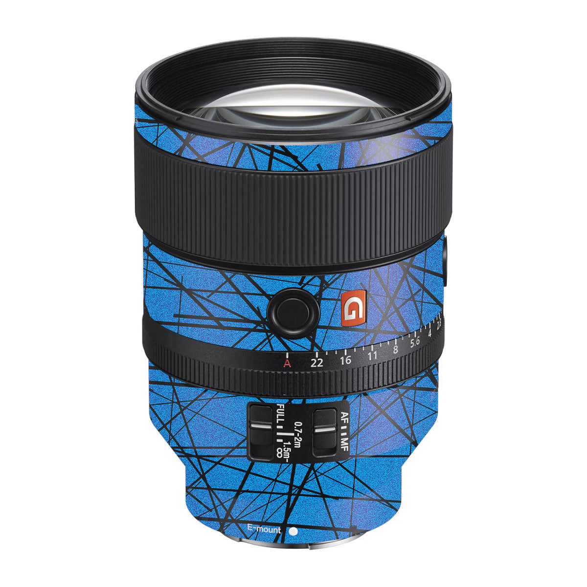 Textured Electric Blue Chaos Sony FE 135mm F/1.8 GM Camera Lens Skin