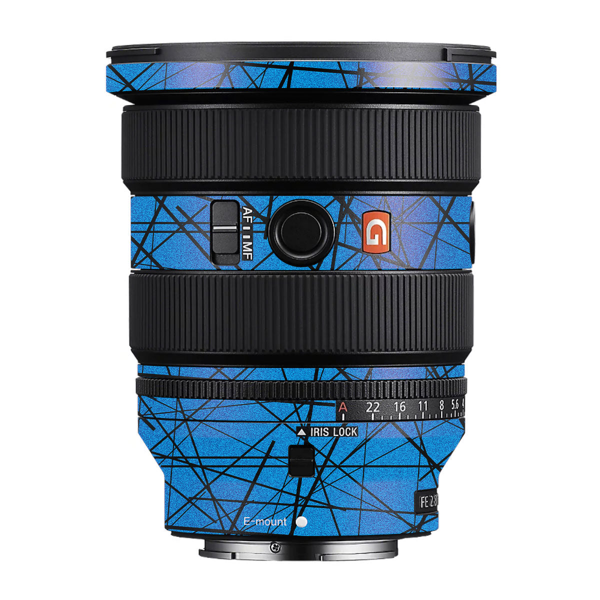 Textured Electric Blue Chaos Sony FE 16-35mm F/2.8 GM II Camera Lens Skin