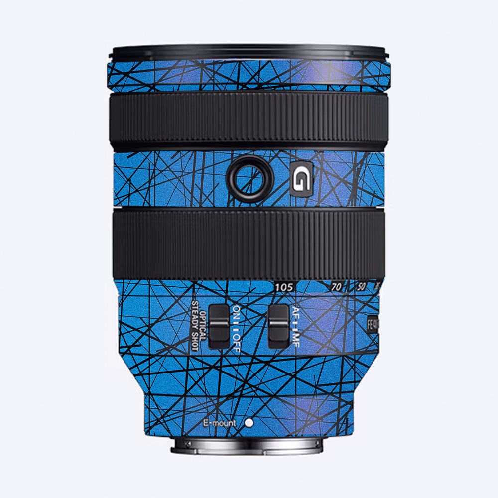 Textured Electric Blue Chaos Sony FE 24-105mm f/4 G OSS Camera Lens Skin