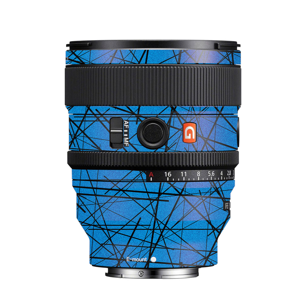 Textured Electric Blue Chaos Sony FE 24mm F/1.4 GM Camera Lens Skin