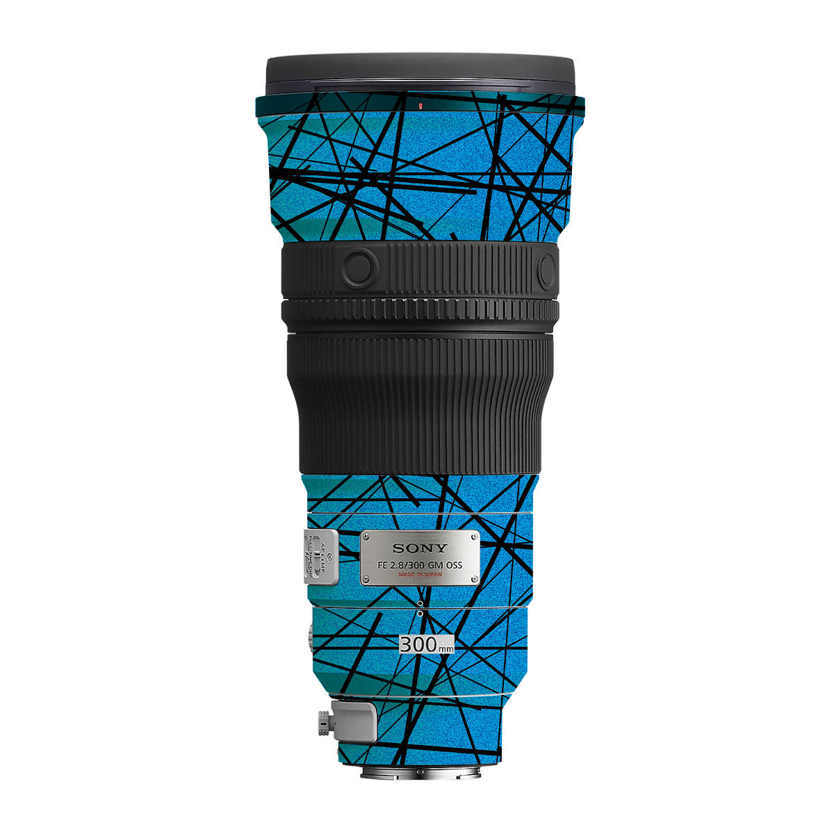 Textured Electric Blue Chaos Sony FE 300mm F/2.8 GM OSS Camera Lens Skin