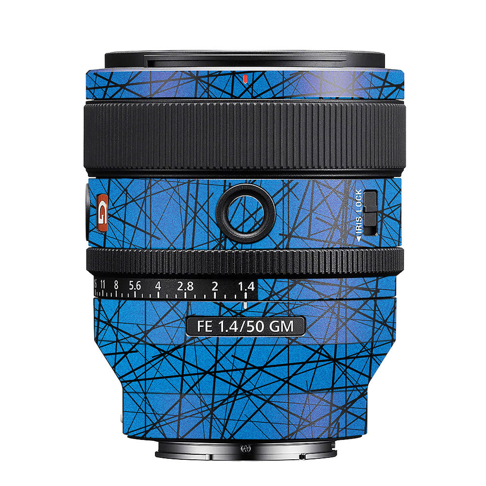 Textured Electric Blue Chaos Sony FE 50mm f/1.4 GM Camera Lens Skin