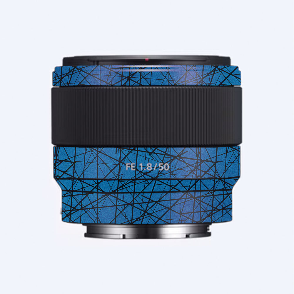 Textured Electric Blue Chaos Sony FE 50mm f/1.8 Camera Lens Skin