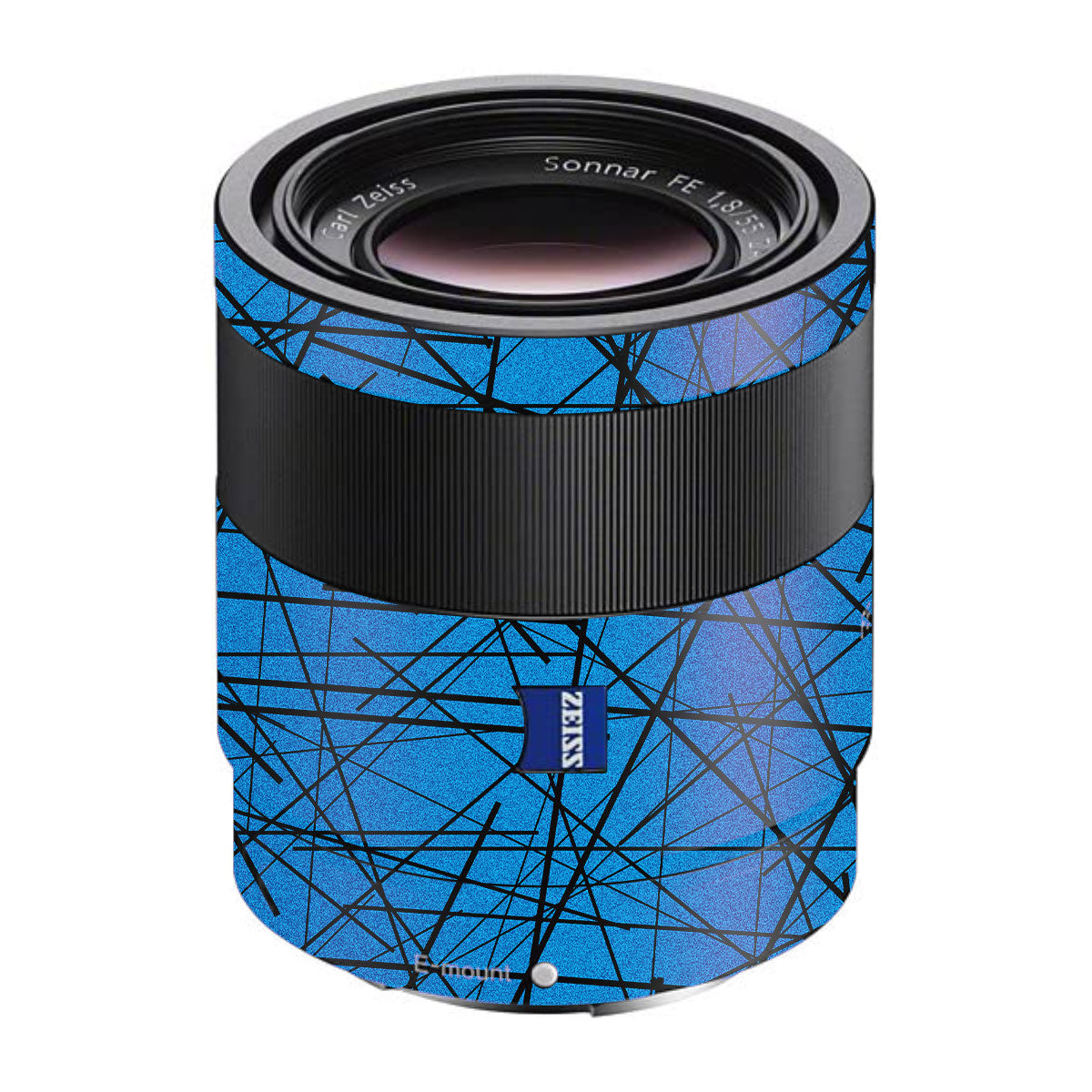 Textured Electric Blue Chaos Sony FE 55mm F/1.8 ZA Camera Lens Skin