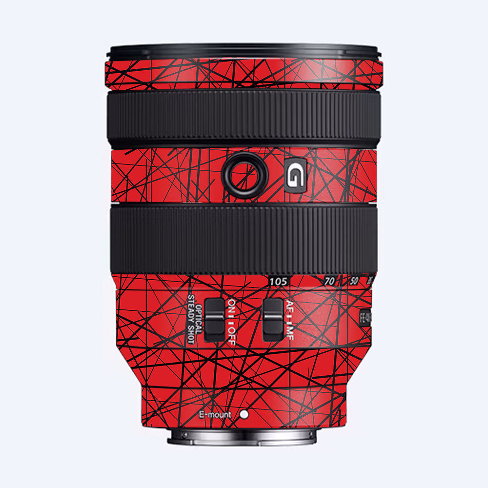 Textured Red Chaos Line Sony FE 24–105mm f/4 G OSS Camera Lens Skin