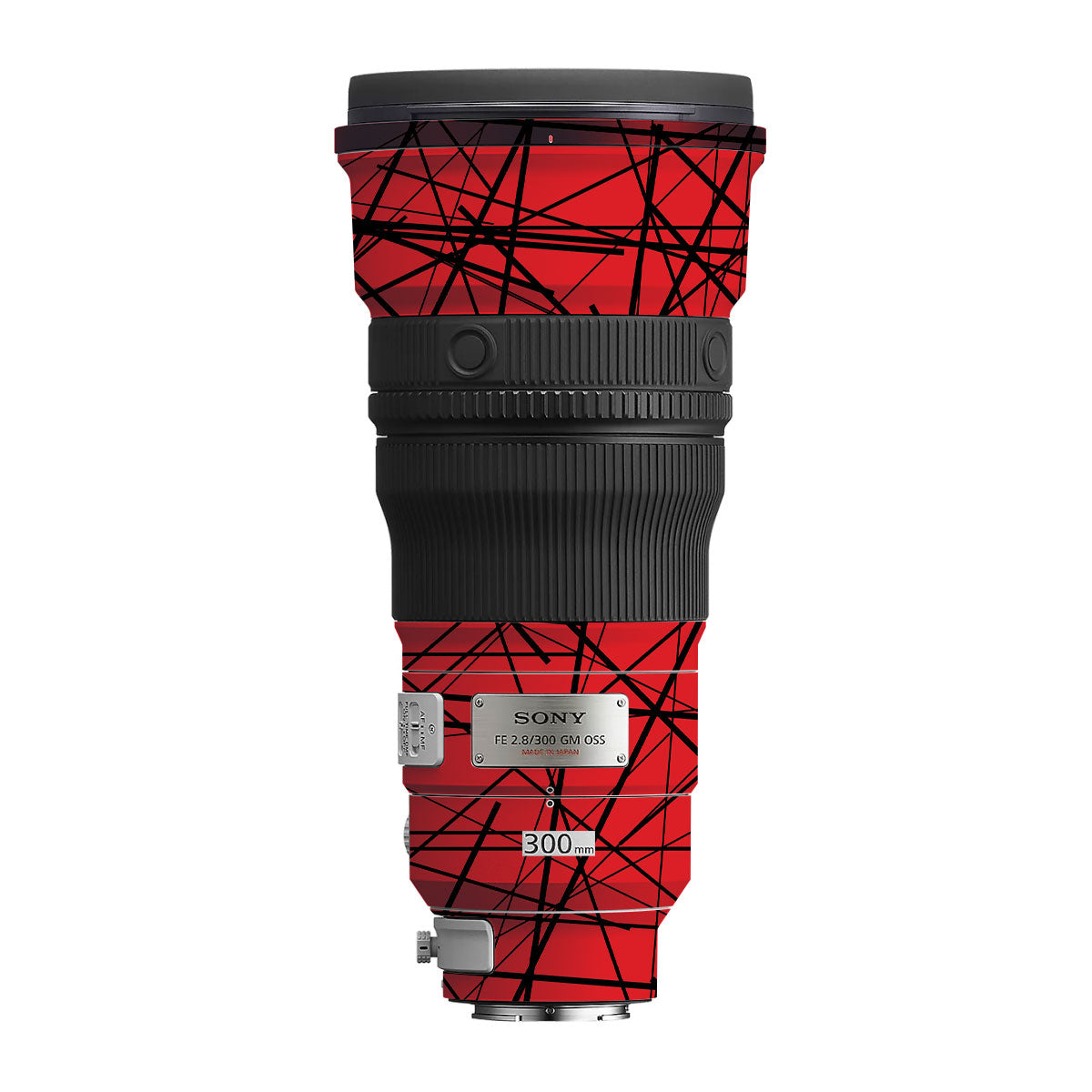 Textured Red Chaos Line Sony FE 300mm F/2.8 GM OSS Camera Lens Skin