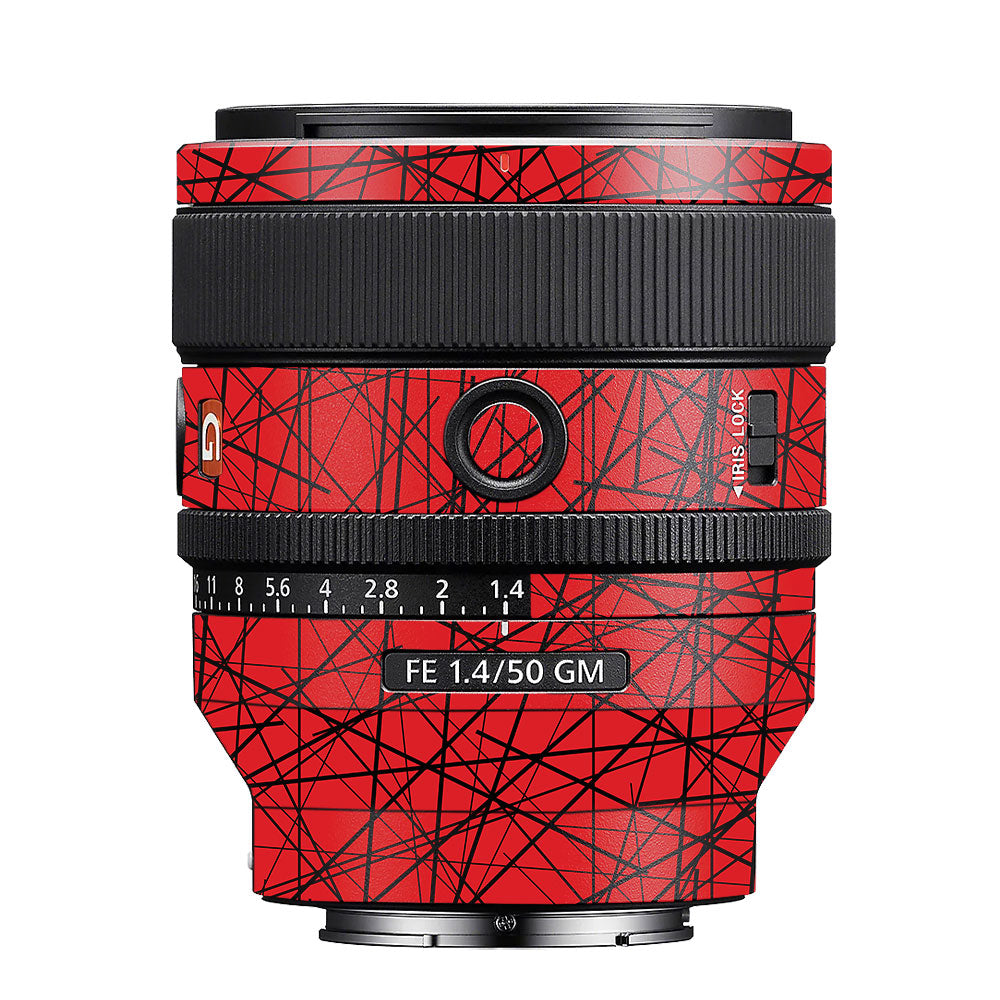 Textured Red Chaos Line Sony FE 50mm f/1.4 GM Camera Lens Skin