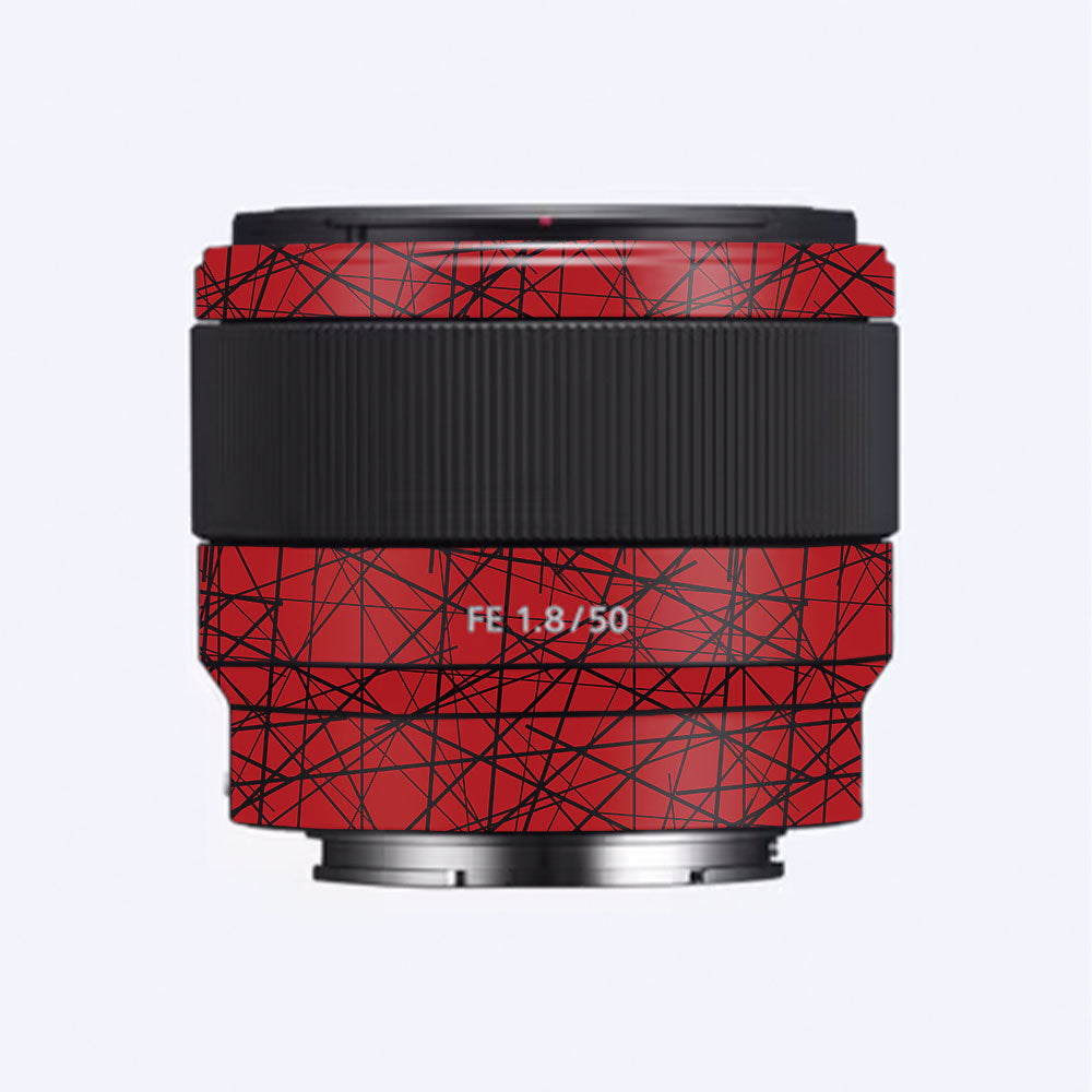 Textured Red Chaos Line Sony FE 50mm f/1.8 Camera Lens Skin