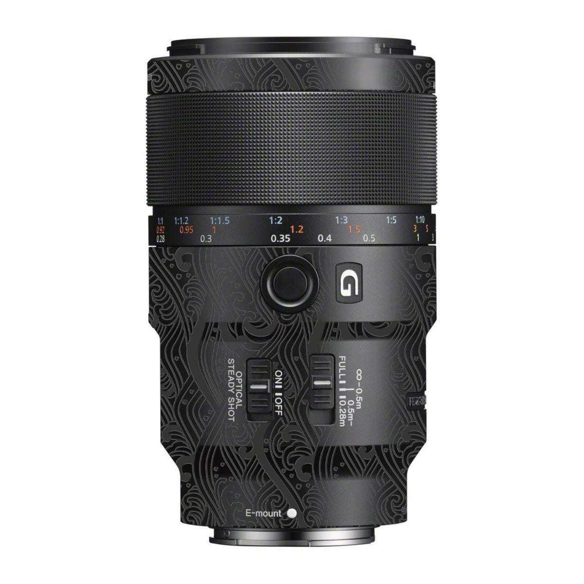 Textured Matte Charcoal Sony FE 90mm F/2.8 Macro OSS Camera Lens Skin