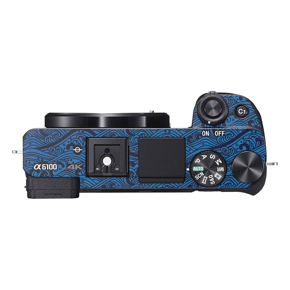 Textured Ocean Wave Blue Sony A6100 Camera Skin