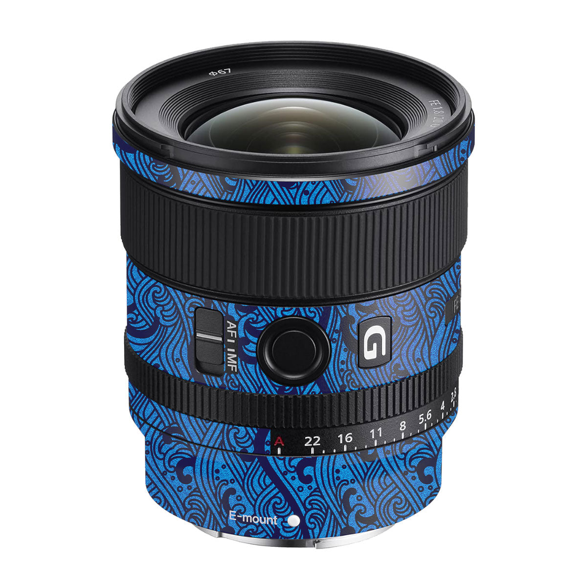 Textured Ocean Wave Blue Sony FE 20mm F/1.8 G Camera Lens Skin