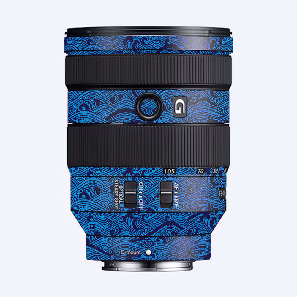 Textured Ocean Wave Blue Sony FE 24-105mm f/4 G OSS Camera Lens Skin