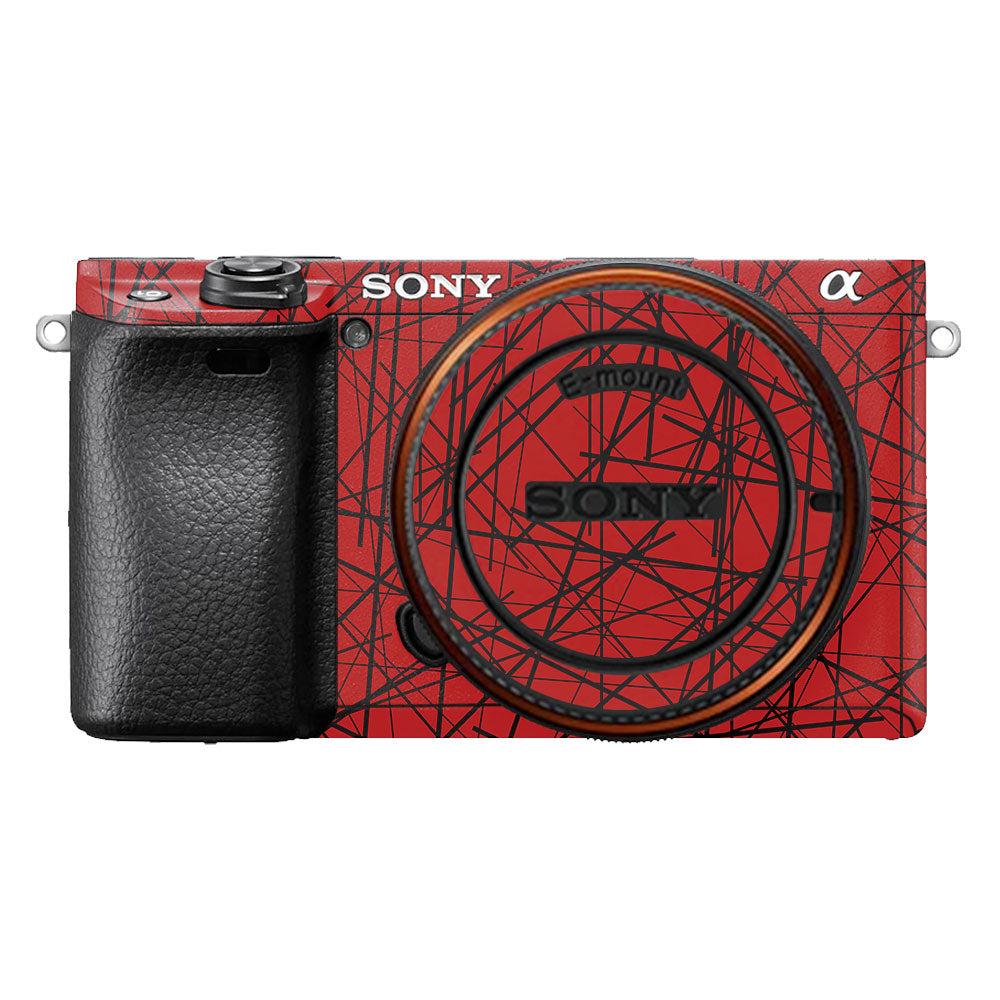 Textured Red Chaos Line Sony A6400 Camera Skin