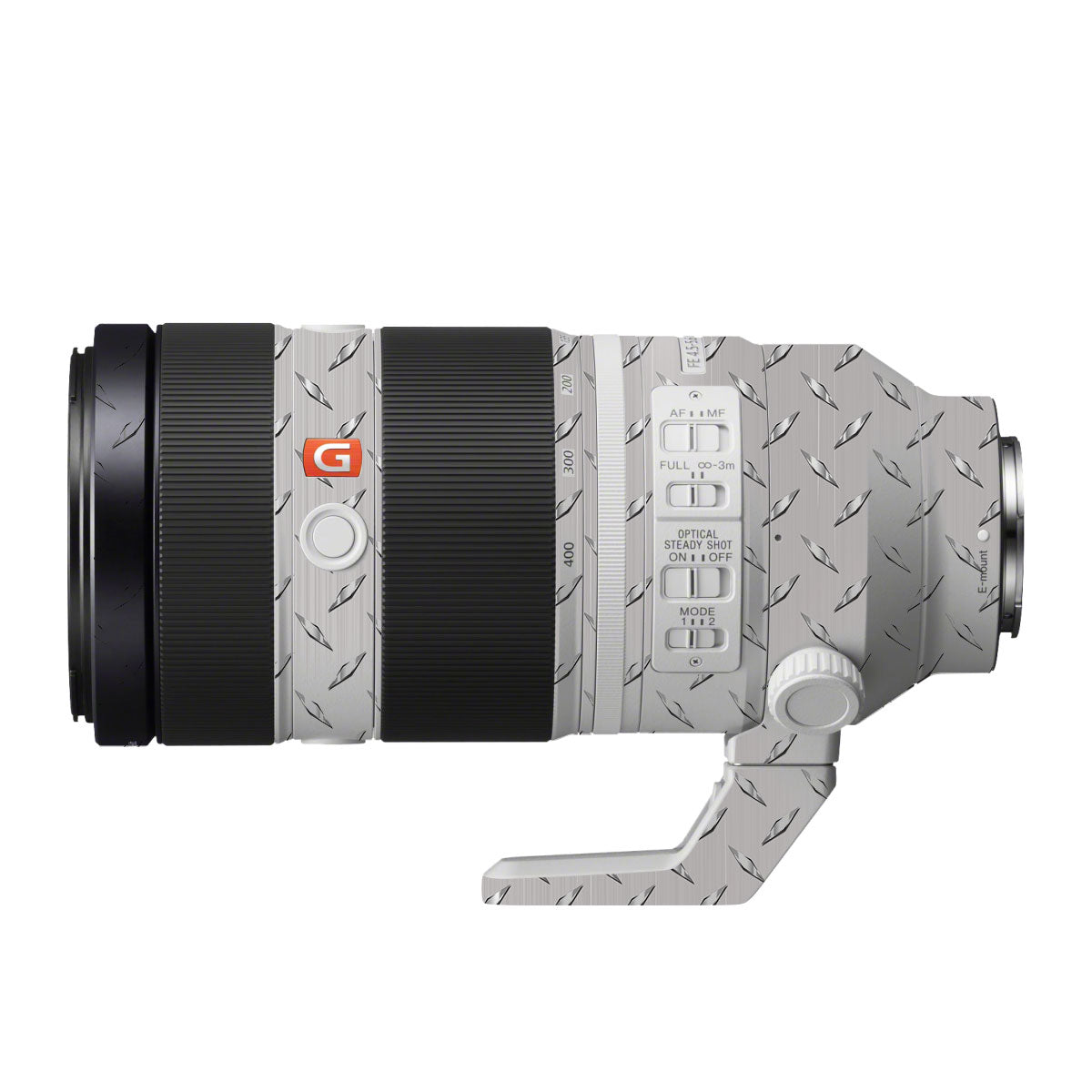 Textured Silver Tread Sony FE 100-400mm F/4.5-5.6 GM OSS Camera Lens Skin