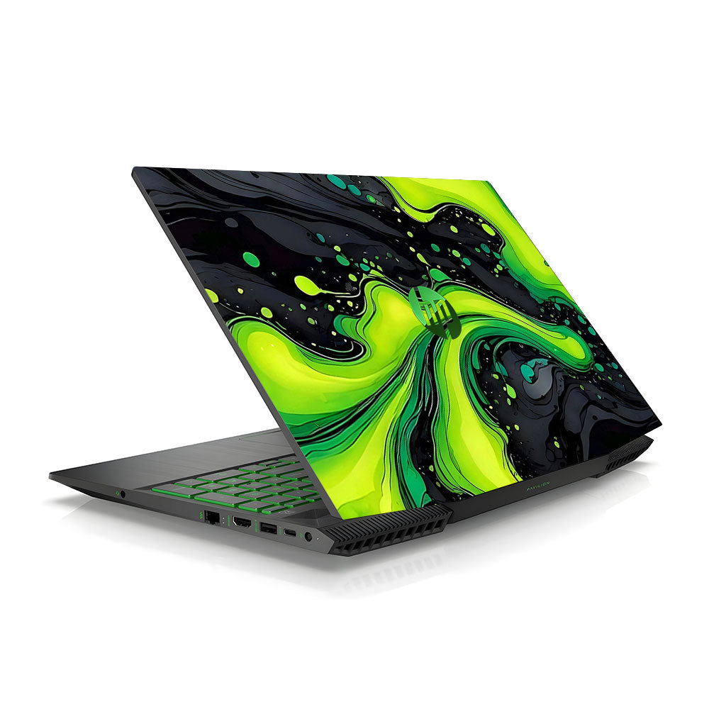 Neon Green Paint Swirls HP Pavilion Gaming 15 CX Series Laptop Skin
