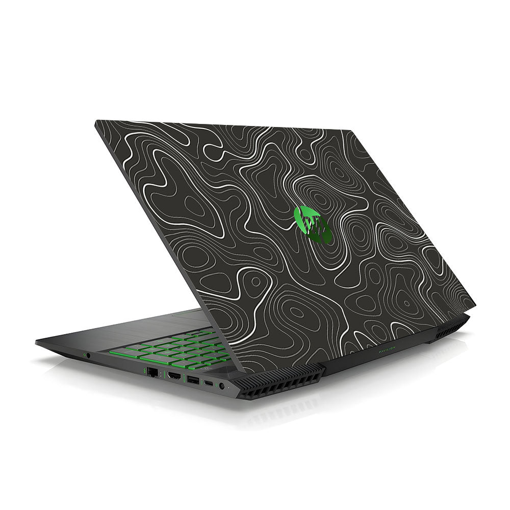 Grayscale Topographic Lines HP Pavilion Gaming 15 CX Series Laptop Skin