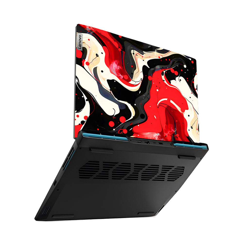 Red and White Paint Swirls Lenovo IdeaPad Gaming 3 15ARH7 and 15IAH7 Laptop Skin