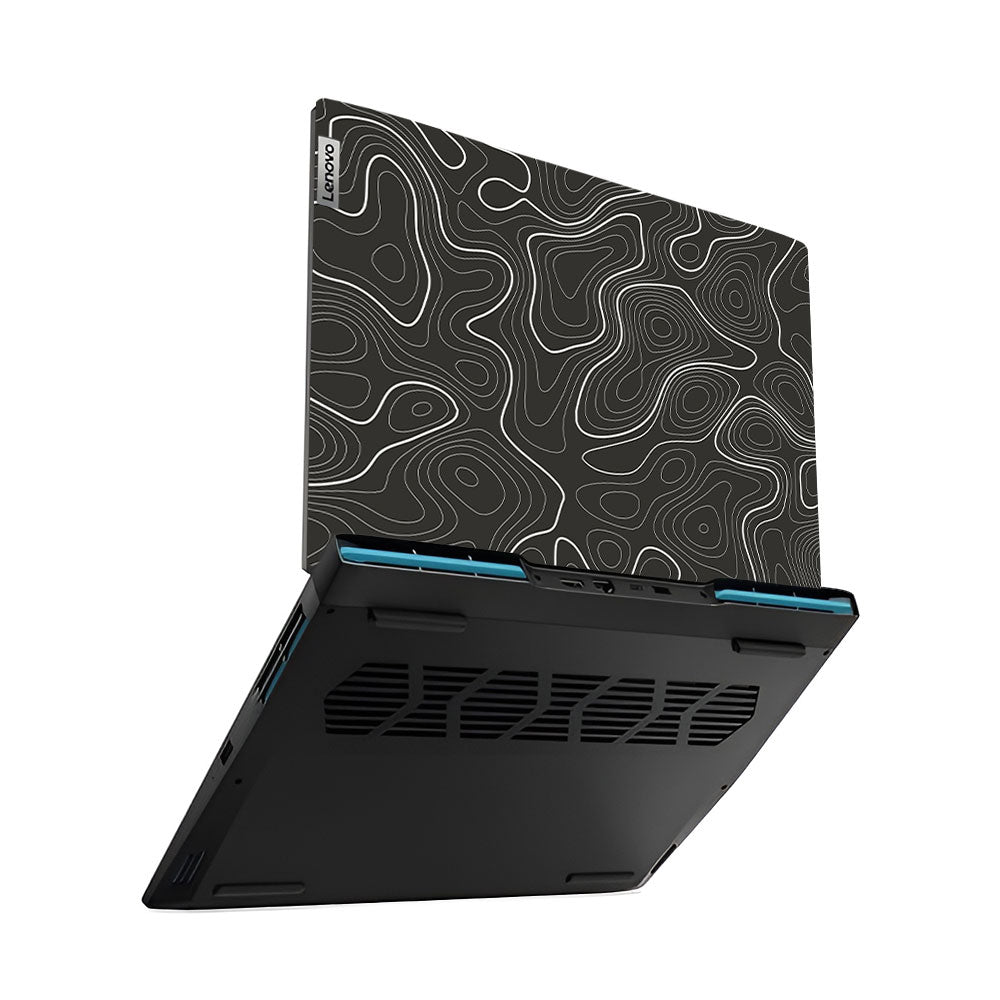 Grayscale Topographic Lines IdeaPad Gaming 3 15ARH7 and 15IAH7 Laptop Skin