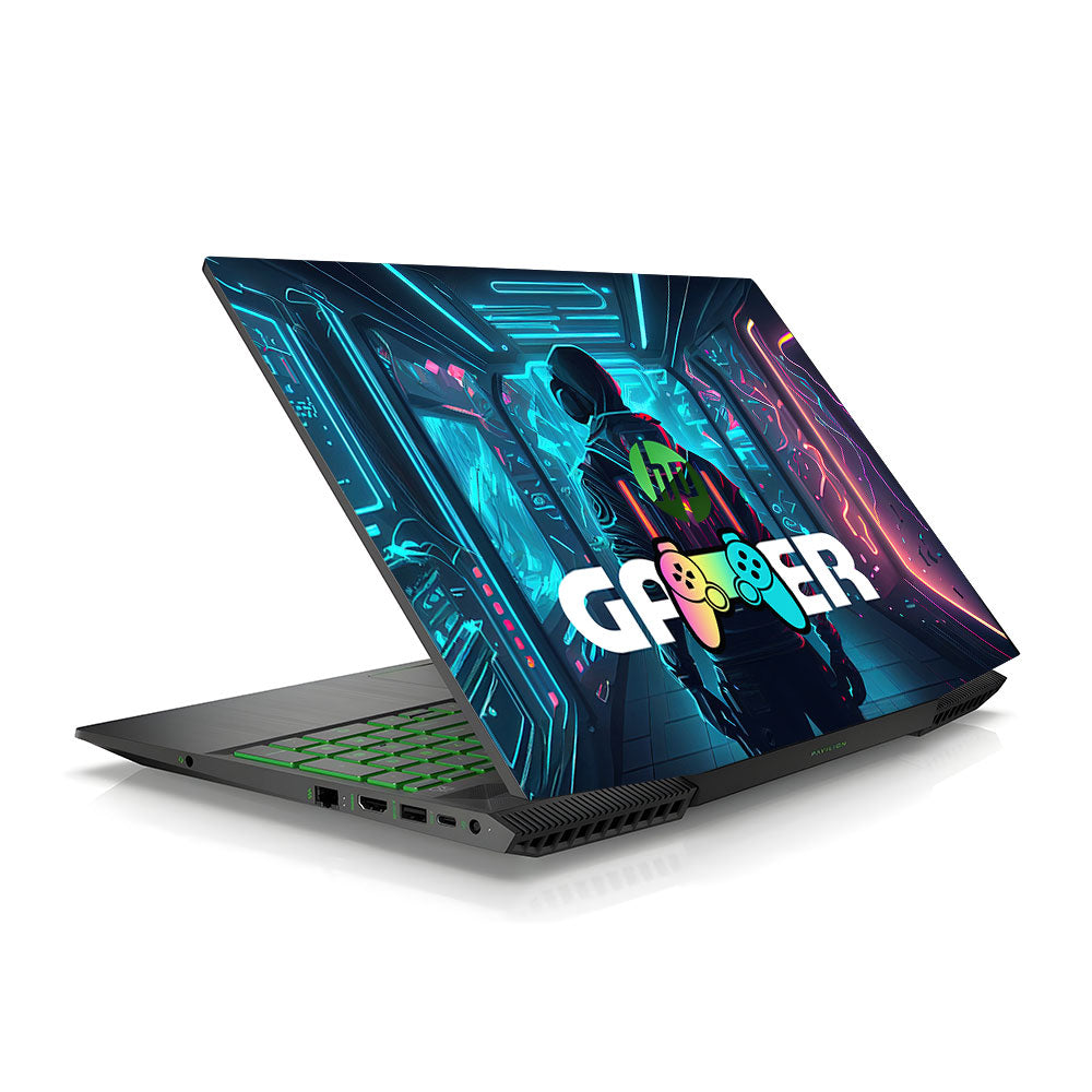 Gamer in Glowing Background HP Pavilion Gaming 15 CX Series Laptop Skin
