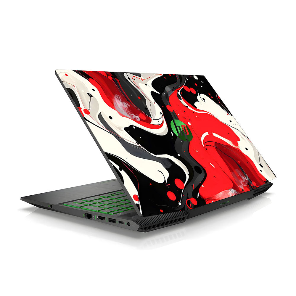 Red and White Paint Swirls HP Pavilion Gaming 15 CX Series Laptop Skin