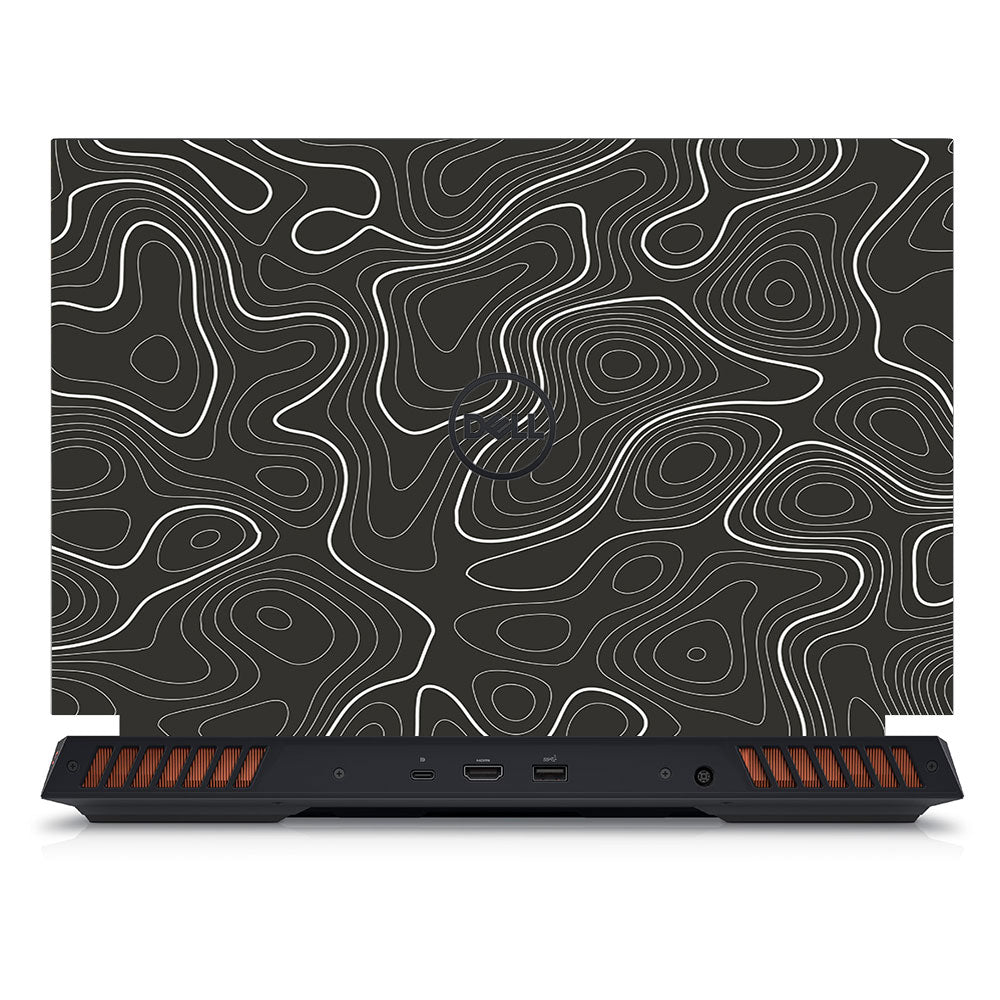 Grayscale Topographic Lines Dell G15 5520, 5530 Laptop Skin